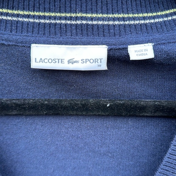 Lacoste Sport 🔥 Women’s V Neck Technical Wool Blend Sweater Navy Sz 38 Medium - Picture 4 of 8